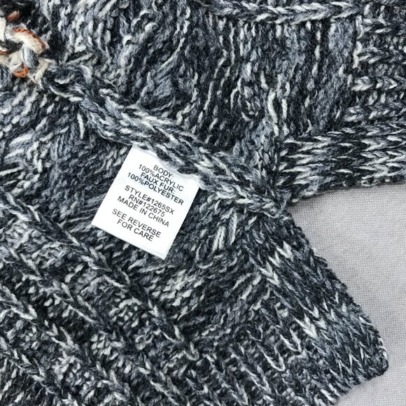 Lety & Me Cardigan Women's Large Brown Colorblock Sweater Knit Hooded Open Front - Picture 7 of 15